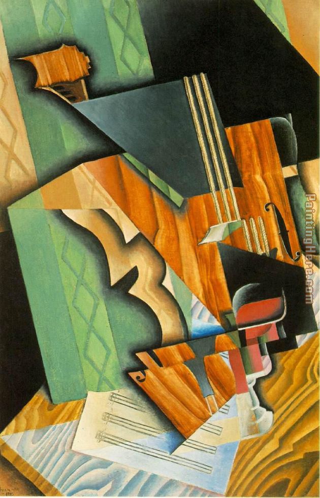 Violin and Glass painting - Juan Gris Violin and Glass art painting